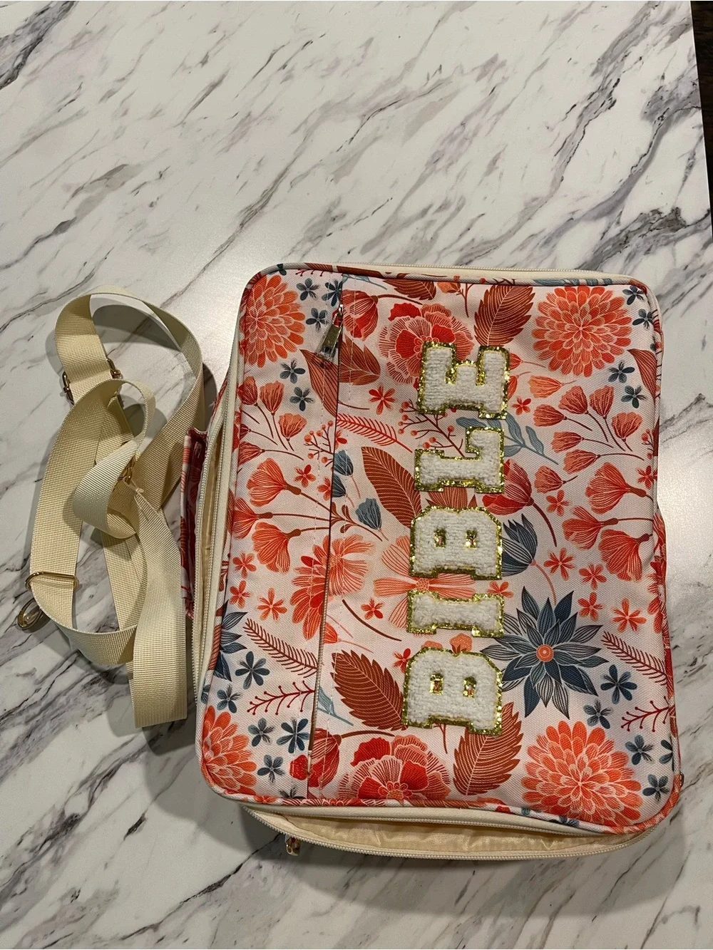 Floral Quilted Crossbody Bag with Sequin BIEN Accent